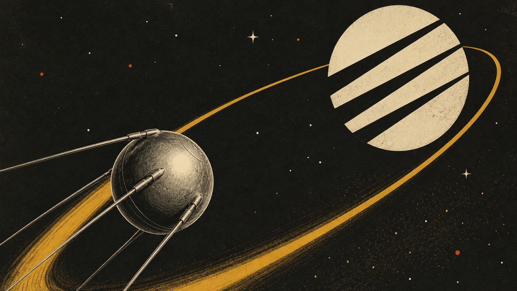 Sputnik in orbit around the Moonshot AI logo
